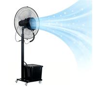 Ventilateur Brumisateur 42L à Eau, 3 Niveaux de Vent, Hauteur Ajustable 160-200 cm, Oscillation 90°, Roues 360°, Ventilateur sur Pied Rafraîchisseur d'air pour Cuisine Extérieur(Ø81cm)