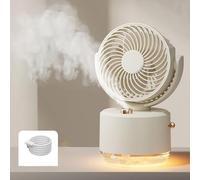 Ventilateur brumisateur avec réservoir d'eau de 300 ml, petit ventilateur de bureau USB puissant à piles avec lumières LED colorées, ventilateur portable rechargeable - Idéal pour le camping, le