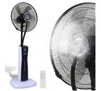 Ventilateur brumisateur avec Télécommande 75W Ventilateur sur Pied avec nébuliseur d'eau Noir avec 3 vitesses de fonctionnement