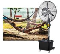 Ventilateur brumisateur d'extérieur avec 3 vitesses de refroidissement, oscillation à 90°, réservoir d'eau de 38 litres, idéal pour les jardins et les terrasses, design industriel