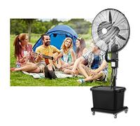 Ventilateur brumisateur d'extérieur avec hauteur réglable, 3 vitesses, oscillation à 60°, ventilateur de refroidissement pour terrasse, jardin, cour, noir