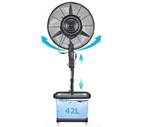 Ventilateur brumisateur d'intérieur/extérieur, ventilateur sur pied oscillant à hauteur réglable avec 3 modes de ventilation pour terrasse d'usine(81cm/31.9in,One Color)