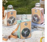 Ventilateur brumisateur Hesroicy 900 mAh rétro réglable à 3 vitesses, mini ventilateur rechargeable USB pour l'extérieur