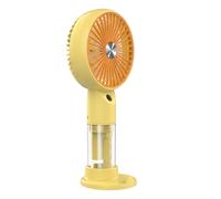 Ventilateur Brumisateur Portable 3 Vitesses avec Base Support pour Smartphone Jaune