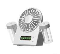 Ventilateur brumisateur portable, 4 vitesses, alimenté par batterie rechargeable, design compact pour l'extérieur, les voyages, le bureau et la maison (blanc)