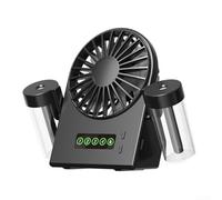 Ventilateur brumisateur portable, 4 vitesses, alimenté par batterie rechargeable, design compact pour l'extérieur, les voyages, le bureau et la maison (noir)