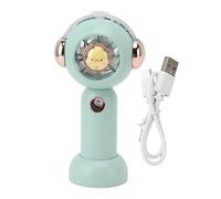 Ventilateur brumisateur portatif USB, design animal mignon, portable, rechargeable, petit, avec fonction atomisation, pour voyage, camping, plage, matériau ABS, batterie 500 mAh (Vert)