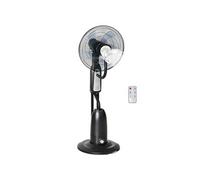 HOMCOM Ventilateur brumisateur silencieux 90 W, ventilateur sur roulettes 5 pales Ø 44,5 cm, 3 modes 3 vitesses, brumisation, télécommande, minuterie, oscillation à 70°, tête inclinable, gris et noir