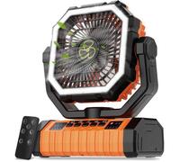 Ventilateur Camping Silencieux 20000mAh-4 Vitesses-Éclairage LED SOS - Télécommande Power Ban -Crochet 360° - Pour Tente Extérieur