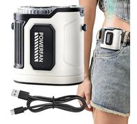 Ventilateur Ceinture Portable - Flux d'Air Puissant, Éclairage, 3600 mAh, 5 Vitesses,Ventilateur Personnel Ceinture Extérieur - Pour La Randonnée, Le Trekking, Escalade, La Marche Et Le Travail