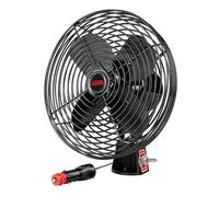 Ventilateur chauffant Premium en métal Ø 8 pouces 24 V, 2 vitesses | Fixe ou oscillant, flux d'air réglable horizontalement et verticalement, câble 150 cm, connecteur allume-cigare et DIN.