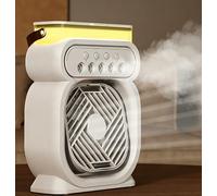 Ventilateur climatiseur USB, mini ventilateur de refroidissement personnel 4 en 1 avec brumisateur d'eau, petit humidificateur d'air froid évaporatif à 3 vitesses, ventilateur de bureau pour la maison