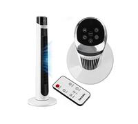 tectake® Ventilateur Colonne, 93 cm, Oscillation à 90°, 3 vitesses, 3 modes | Extrêmement silencieux, Minuterie 12H, Télécommande, Écran LED tactile et Affichage de la température, 3 Modes, Blanc