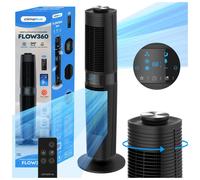 Ventilateur Colonne Climative Flow360 BIZONE, Puissant jusqu’à 520 m³/h, Silencieux 25 dB, Haut 97 cm XXL, Noir, Sur Pied, d’Intérieur, avec Minuterie