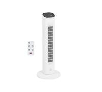 HOMCOM Ventilateur colonne 50W avec télécommande, ventilateur tour silencieux 3 vitesses, minuterie et oscillation 85°, affichage LED - 30 x 30 x 78 cm blanc