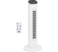 Ventilateur colonne oscillant 50W avec télécommande - 3 vitesses, timer, affichage LED - blanc