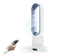 Ventilateur Colonne Sans Pale avec Télécommande, 2-en-1 Ventilateur Purificateur Silencieux, Oscillation 90°, 8 Vitesses, Minuterie et LED Ecran Tactile, pour Bureau Chambre Salon Maison (Bleu)