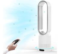 Ventilateur Colonne Sans Pale, Ventilateur Tour Silencieux, avec Refroidissement Oscillant 2h Timer,8 Vitesses,Oscillation 90°,Écran LED, avec Télécommand, Pour Chambre à Coucher (Argent)