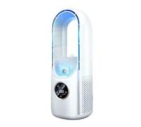 Ventilateur Colonne Sans Pale - Ventilateur Tour Silencieux, Humidificateur et Ventilateur Rafraîchisseur, 6 Vitesses, 3 Modes, Minuterie, Ventilateur Colonne pour Maison et Bureau (Blanc)