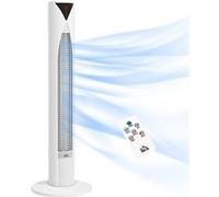 HOMCOM Ventilateur colonne, avec télécommande, minuterie 12 heures, mode veille, 3 vitesses, ventilateur tour oscillant pour maison, chambre à coucher, bureau, blanc