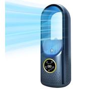 Ventilateur colonne, Ventilateur sans Pales, rafraichisseur d'air silencieux, Humidification, 6 Vitesses de Réglage, Minuterie 6H, Éclairage 7 couleurs pour le bureau, le salon ou la chambre (Bleu)