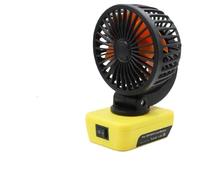 Ventilateur d'atelier sans fil 18 V alimenté par batterie avec double port USB pour Dewalt - Ventilateur de refroidissement portable pour camping - Rouge et jaune