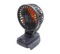 Ventilateur d'atelier sans fil 18 V avec deux ports USB pour camping et chantier, alimenté par batterie, portable et design (noir)