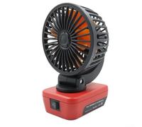 Ventilateur d'atelier sans fil 18 V avec deux ports USB pour camping et chantier, alimenté par piles, portable et design (rouge)