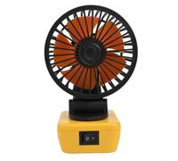 Ventilateur d'atelier sans fil 18 V avec deux ports USB pour camping et chantier, alimenté par piles, portable et design (jaune)