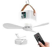 Ventilateur d'auvent - Circulateur d'air de terrasse 3600 mAh | Lumière LED rechargeable avec télécommande, ventilateur de plafond extérieur, ventilateur de tonnelle pour maison, chambre à coucher