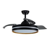 Ventilateur DC NALON L Noir Bois Foncé CCt Télécommande LED Dimmable FABRILAMP