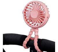 Ventilateur de à clipser pour poussette - Ventilateur portable rechargeable avec 3 vitesses et veilleuse, 2000 mAh rechargeable par USB, rotation à 360°, trépied flexible de refroidissement