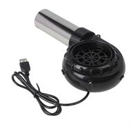 Ventilateur de barbecue portable USB avec vitesse réglable, ventilateur de poêle à bois en acier inoxydable pour grilles, feux de camp, foyers, noir, 5 V 1 A (vitesse non réglable)