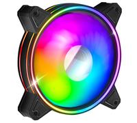 Ventilateur De Boîtier Pc Gamer Mirror 1X120Mm-Flux D¿Air Élevé-Rgb Adressable Led Pwm 3 Pins 5 Volts Dual Loop-Refroidissement Silencieux-Noir
