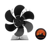 Ventilateur de brûleur, ventilateurs de poêle brûleurs en rondins, ventilateur de brûleur en rondins, ventilateur de poêle à moteur de chaleur Black Black 6 lames Brûleur en bois en bois ventilateur