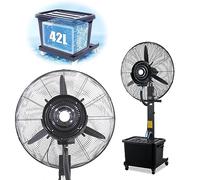 Ventilateur de Brume de 26 Pouces - Ventilateur de pulvérisation de Refroidissement extérieur étanche avec réservoir de 11 Gal, Ventilateur de piédestal Industriel oscillant à 90 ° pour Patio et