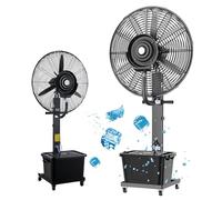 Ventilateur de Brume extérieur - Ventilateur de piédestal oscillant à 90 ° pour Patio, Serre et Restaurant - Ventilateur de pulvérisation Industriel avec réservoir de 11 Gal, Ventilateur de Sol Noir