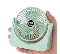 Ventilateur de bureau - 3 vitesses rechargeable - Petit ventilateur de bureau électrique silencieux | Pour chambre à coucher, salon, bureau, école, dortoir, extérieur, voyage, camping, pêche, été