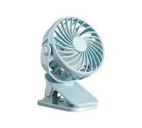 Ventilateur de bureau à Clip Rechargeable par USB,-Bleu ciel
