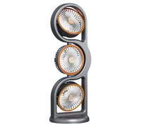 Ventilateur de bureau à trois têtes, tourelle rotative de 17,9 pouces, refroidisseur rechargeable par USB | Ventilateur portable ABS Silencieux Léger de 980g pour Chambre, Utilisation Extérieure