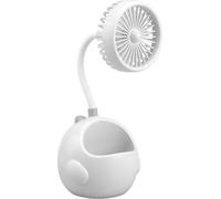 Ventilateur de bureau Cartoon Dinosaur Quiet USB Rechargeable Multifunctional Portable Pen Holder Desktop Fan for Dormitory Office White