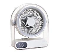 Ventilateur de bureau - Circulateur alimenté par USB, appareil compact de 19 cm pour la gestion du flux d'air, unité portable à 5 vitesses avec moniteur d'état numérique, accessoire d'été, déménageur