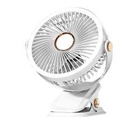 Ventilateur de bureau Clip - Petit ventilateur de refroidissement portable, lumière de sommeil rechargeable de type C, procédure légère sans fil, réglages de vitesse d'angle réglable, dis