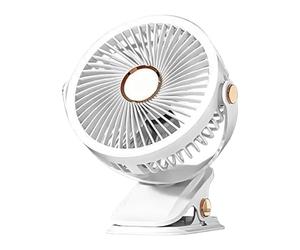 Ventilateur de bureau Clip - Petit ventilateur de refroidissement portable, lumière de sommeil rechargeable de type C, procédure légère sans fil, réglages de vitesse d'angle réglable, dis