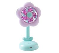 Ventilateur de bureau | Petit ventilateur de bureau à fleurs | Circulateur d'air rechargeable avec veilleuse pour femmes et filles pour la pêche, le camping, la randonnée, les voyages, le pique-nique