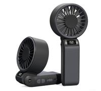 Ventilateur de bureau pliable à haute vitesse et haute puissance rechargeable par USB pour l'extérieur, les voyages, l'été (noir)