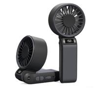Ventilateur de bureau pliable portable, 150 vitesses réglables avec batterie de 3000 mAh, écran LED pour bureau, voyage, extérieur (noir)