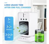 Ventilateur de bureau portable Mini refroidisseur d'air Humidificateur de pièce avec 3 vitesses de vent ajustables Timer USB Evaporateur pour la maison, la chambre, le bureau, le camping extérieur