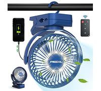 Ventilateur de bureau portable rechargeable 65 heures avec lumières LED et crochets, capacité de 12 000 degrés, ventilateur à piles avec clips, mini ventilateur de bureau pour tentes, voyage, camping,