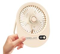 Ventilateur de Bureau Portable Rechargeable, Petit Ventilateur Personnel à Vent Puissant, 6 Vitesses de Refroidissement, Mini Ventilateur USB Compact Pour Intérieur, Extérieur et Bureau (Beige)